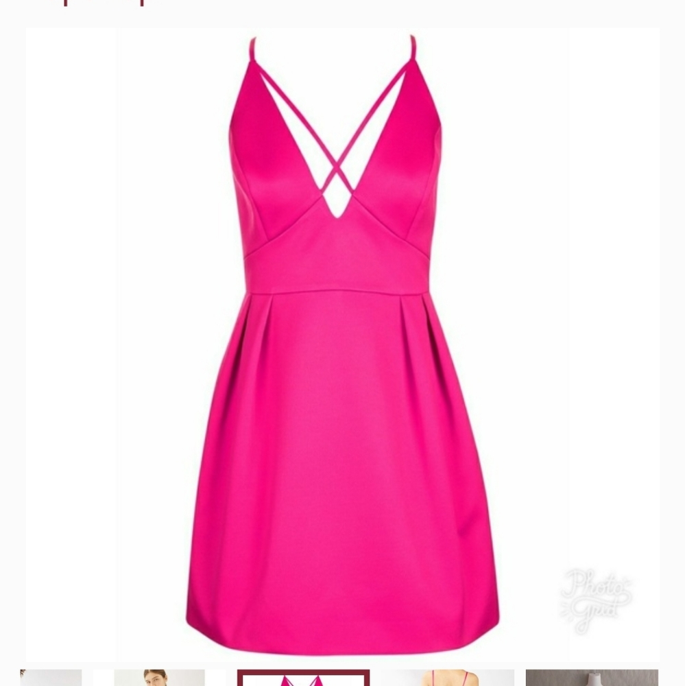 Topshop Hot Pink Front Cross Mini Dress